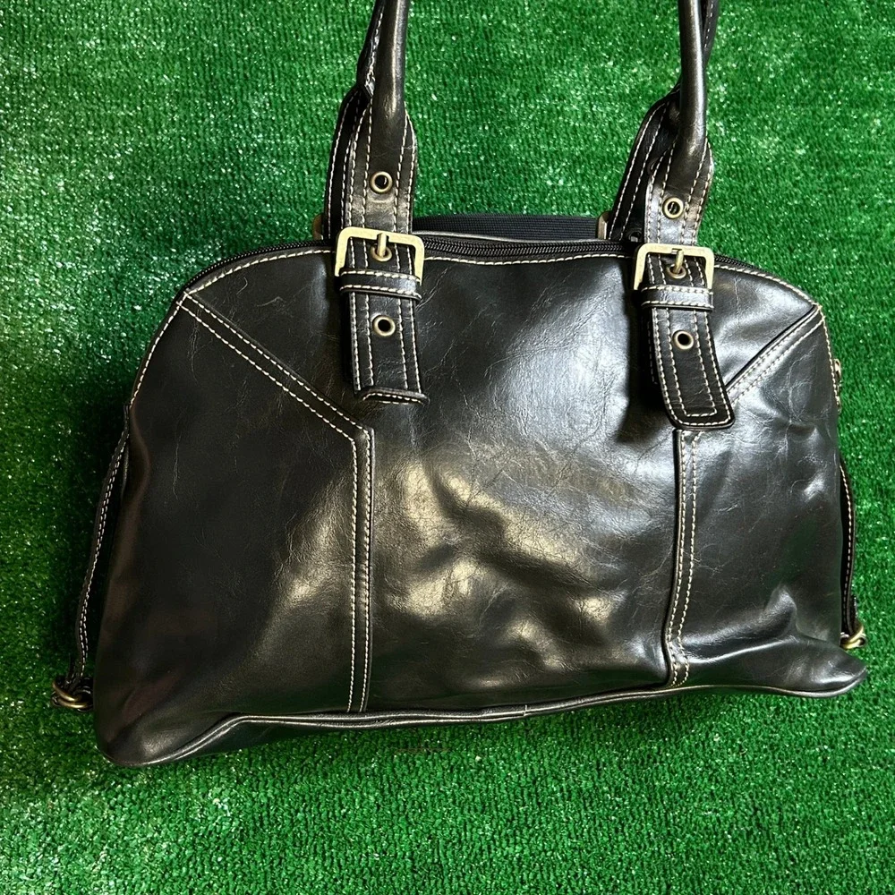 Y2K Gothic Aesthetic Black Medium Sim Leather Satchel Bag Purse